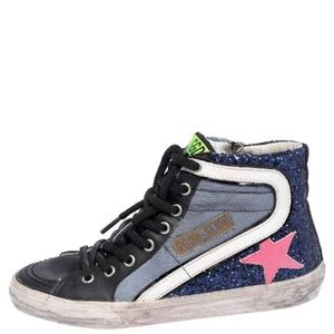 Golden Goose Multicolor Leather And Calf Hair Fancy High Top Sneakers Size 37